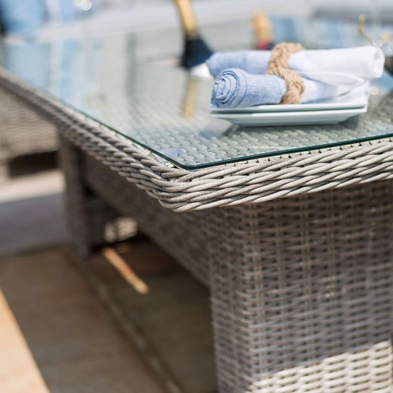 Maze Oxford Grey Rattan Corner Rising Table with Ice Bucket Garden Dining Set