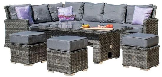 Maze Victoria Grey Rattan Rising Table Corner Garden Dining Set