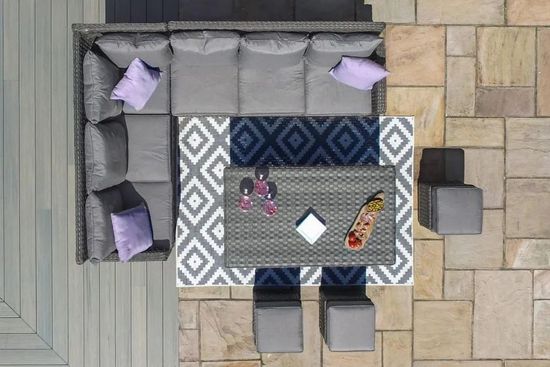 Maze Victoria Grey Rattan Rising Table Corner Garden Dining Set