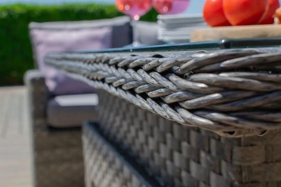 Maze Victoria Grey Rattan Rising Table Corner Garden Dining Set