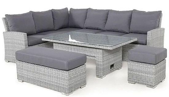 Maze Ascot Grey Rattan Rising Table Corner Garden Dining Set