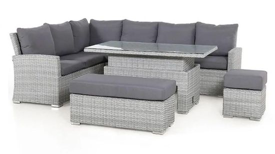 Maze Ascot Grey Rattan Rising Table Corner Garden Dining Set