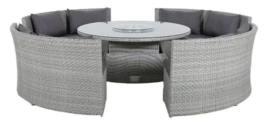 Maze Ascot Grey Rattan Sofa Round Rising Table Garden Dining Set