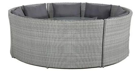 Maze Ascot Grey Rattan Sofa Round Rising Table Garden Dining Set