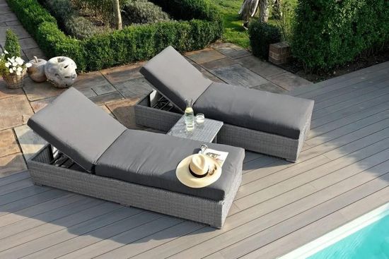 Maze Ascot Grey Rattan Garden Sun Lounger Set