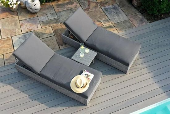 Maze Ascot Grey Rattan Garden Sun Lounger Set