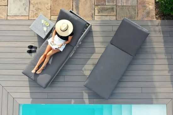 Maze Ascot Grey Rattan Garden Sun Lounger Set