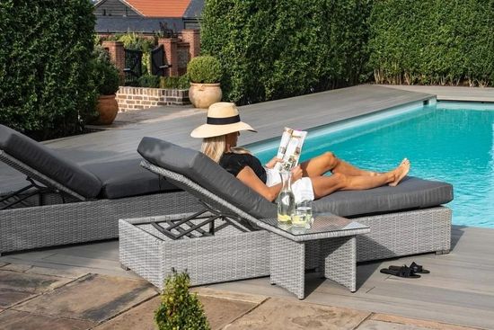 Maze Ascot Grey Rattan Garden Sun Lounger Set