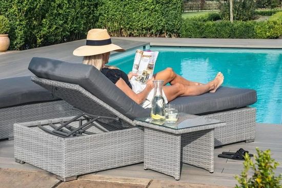 Maze Ascot Grey Rattan Garden Sun Lounger Set