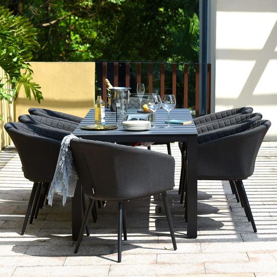 Maze Ambition Charcoal 8 Seater Fire Pit Table Garden Dining Set