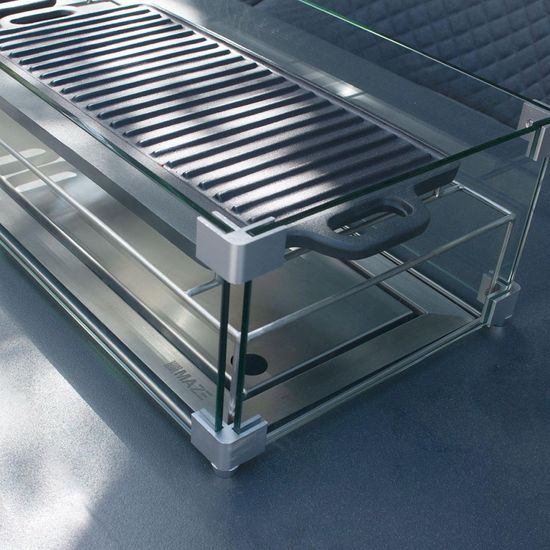 Maze Ambition Charcoal 8 Seater Fire Pit Table Garden Dining Set