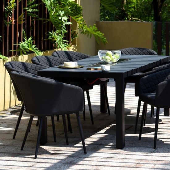 Maze Ambition Charcoal 8 Seater Fire Pit Table Garden Dining Set
