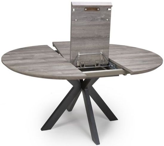 Manhattan Grey 4-6 Seater Oval Extending Dining Table with Black Spider Legs Base
