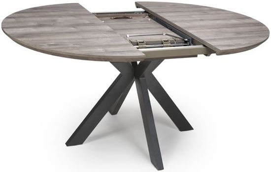 Manhattan Grey 4-6 Seater Oval Extending Dining Table with Black Spider Legs Base