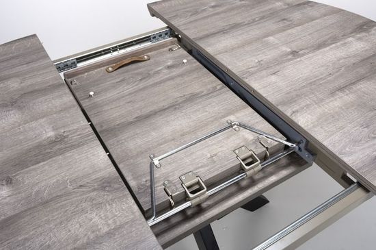 Manhattan Grey 4-6 Seater Oval Extending Dining Table with Black Spider Legs Base