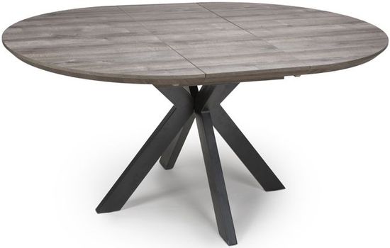 Manhattan Grey 4-6 Seater Oval Extending Dining Table with Black Spider Legs Base