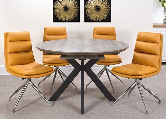 Manhattan Grey 4-6 Seater Oval Extending Dining Table with Black Spider Legs Base