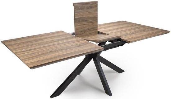 Manhattan Walnut 6-8 Seater Extending Dining Table with Black Spider Legs Base