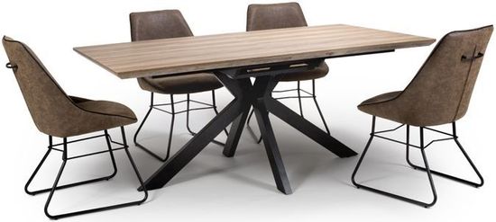 Manhattan Walnut 6-8 Seater Extending Dining Table with Black Spider Legs Base