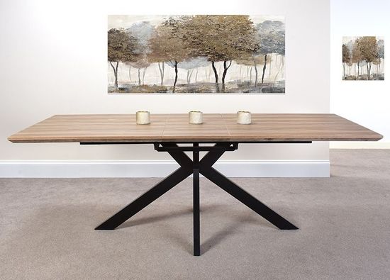 Manhattan Walnut 6-8 Seater Extending Dining Table with Black Spider Legs Base