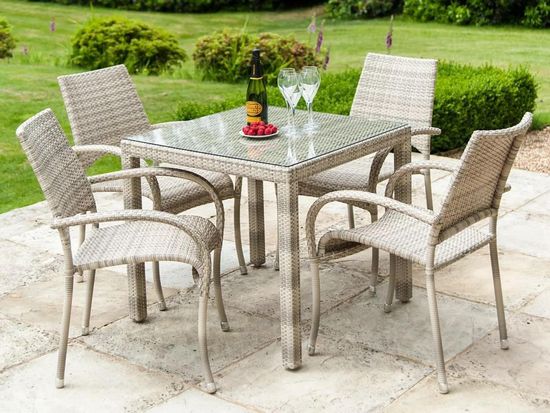 Alexander Rose Ocean Pearl Fiji Square Garden Dining Table - 80cm