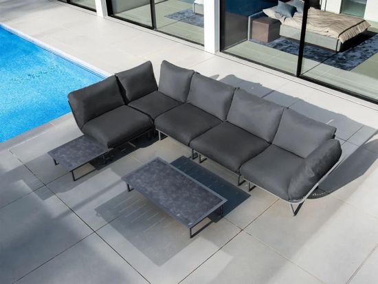 Alexander Rose Beach Lounge Flint Pebble Square Garden Side Table