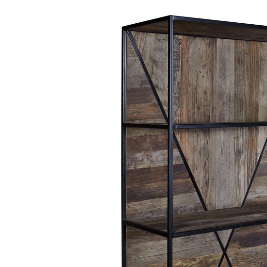 Midas Elm Wood Industrial Shelving Unit