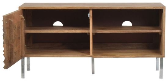 Clearance - Wave Mango Wood TV Unit, Natural Ripple Pattern 100cm Wide, Stand Upto 32in Plasma - 1 Door with 2 Shelf - Brand New Item