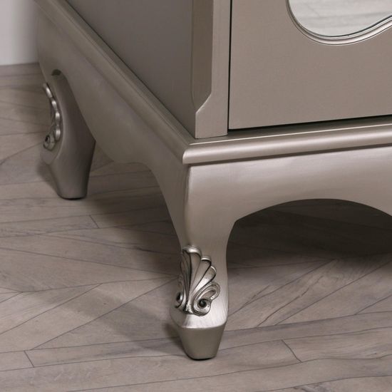 French Style Antique Silver 2 Door Mirror Armoire Wardrobe