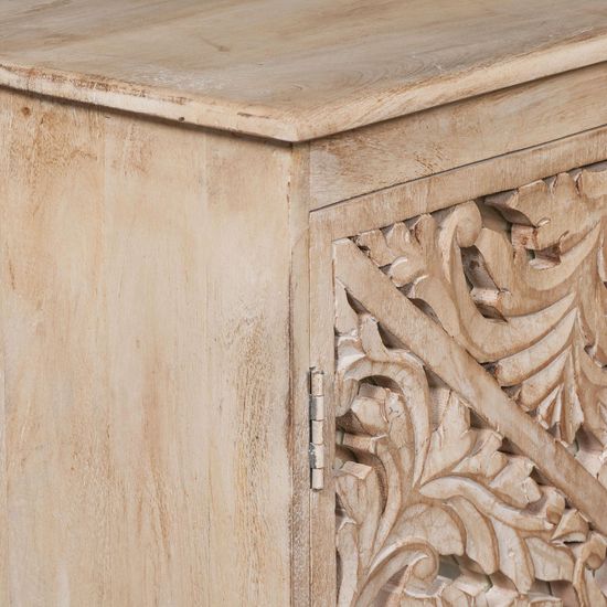 Ornate Mango Wood Carved 4 Door Large Sideboard - 190cm
