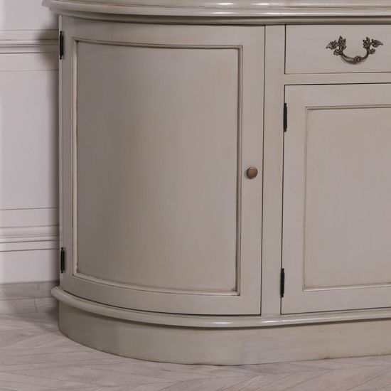 Grey Mahogany Curved Display Cabinet