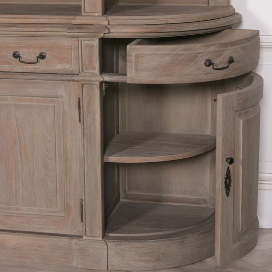 White Cedar Wood Extra Large Curved Display Cabinet with Ladder