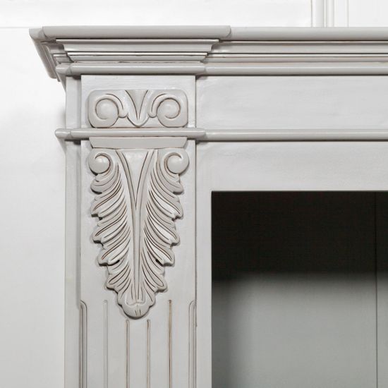 Grey Mahagony Carved Display Cabinet