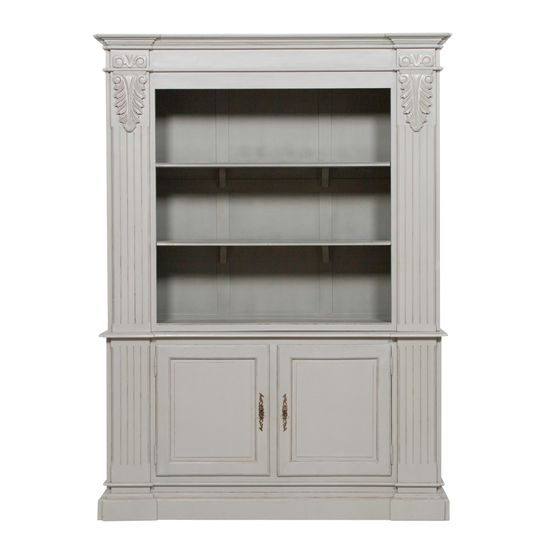 Grey Mahagony Carved Display Cabinet