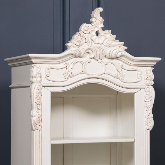 French Style White Mahogany Carved Bookcase