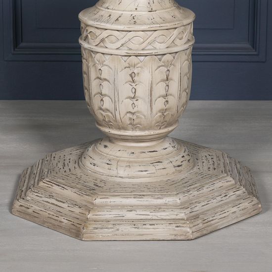 Distressed White Cedar 6 Seater Round Pedestal Dining Table - 145cm