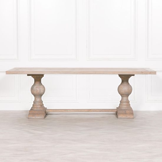 Rustic Mango Wood 10 Seater Double Pedestal Dining Table - 240cm