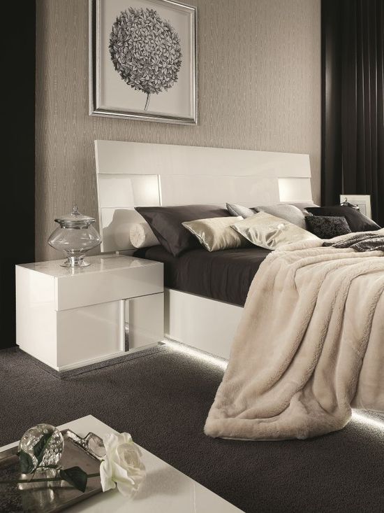 Alf Italia Canova White Gloss Bed - Sizes Available