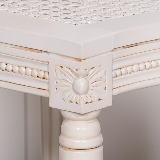 Lomira Off White Mahogany Wood and Rattan Oval Back Dining Chair