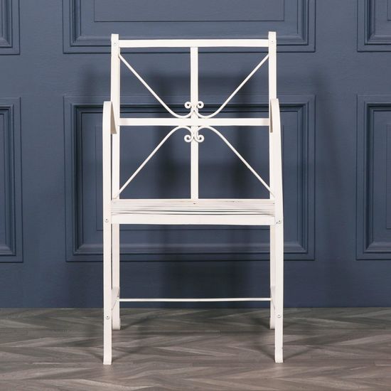 2 x Distressed Cream Metal Garden Chair