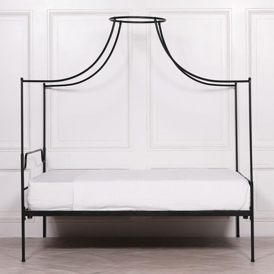 Black Metal 5ft King Size Poster Bed