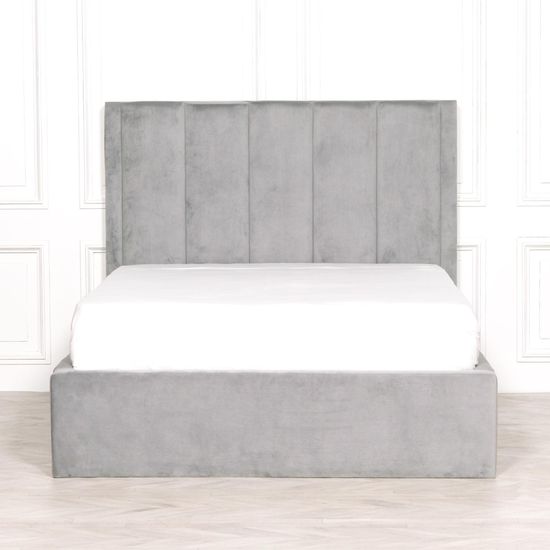 Grey Velvet 5ft King Size Bed