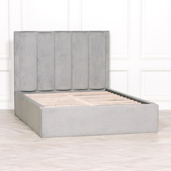 Grey Velvet 5ft King Size Bed