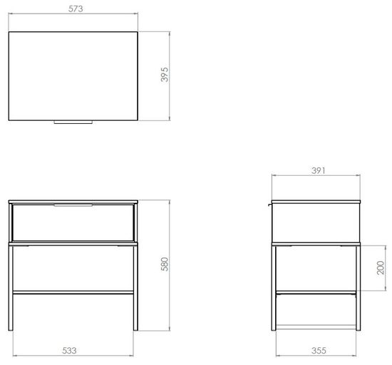 Diego Black 1 Drawer Bedside Table