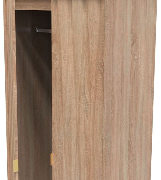 Diamond Oak Effect 2 Door 2 Drawer Tall Wardrobe
