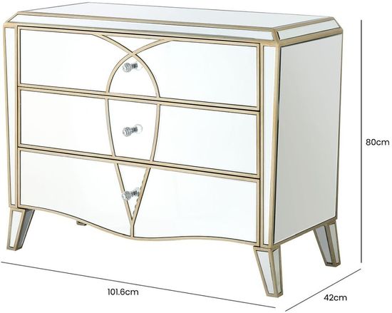 Pristina Champagne Mirrored 3 Drawer Chest