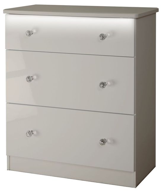 Lumiere Cashmere Gloss 3 Drawer Deep Chest