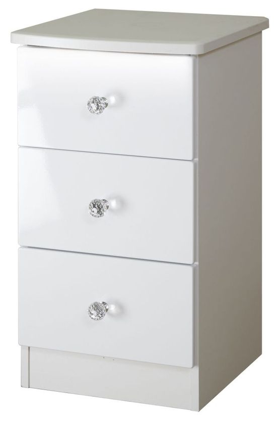 Lumiere White Gloss 3 Drawer Bedside Cabinet