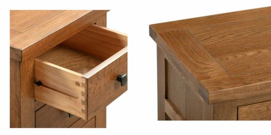 Original Rustic Oak 3 Drawer Compact Bedside Cabinet