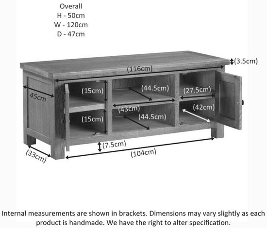 Original Rustic Oak 120cm TV Unit